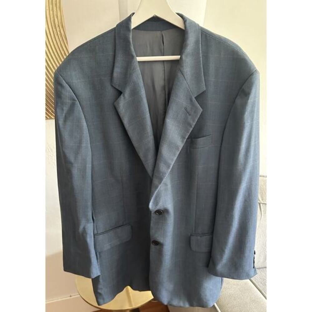 Luigi Bianchi Mantova Men's Wool Silk Jacket Blazer Navy Plaid Italy 48R